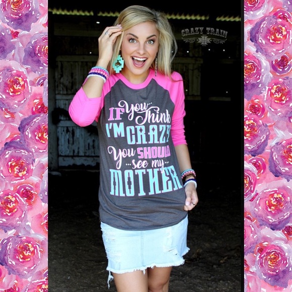 If You Think I'm Crazy.... pink sleeved baseball - Picture 2 of 6